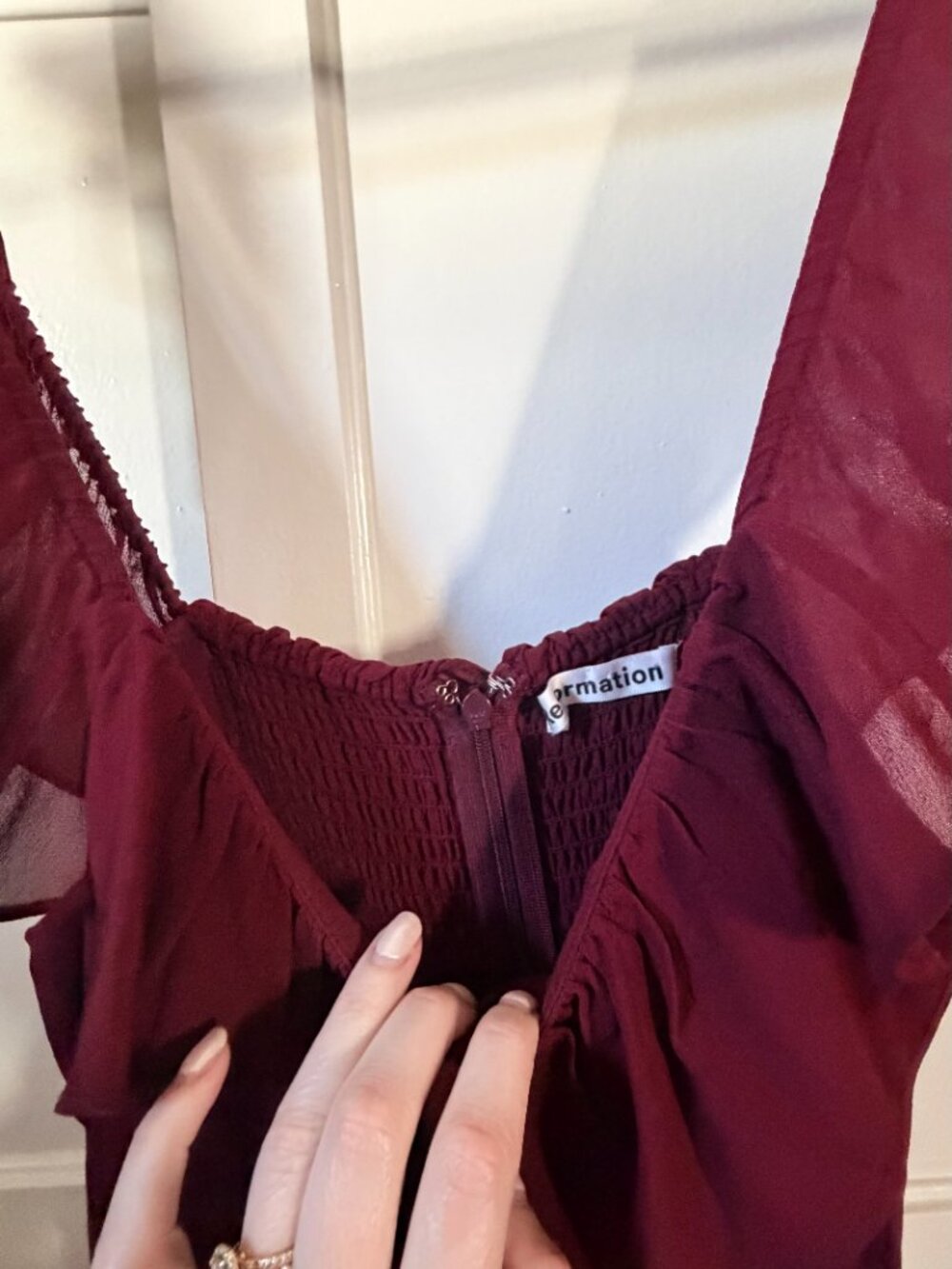 reformation colette midi dress, size 10, burgundy/wine - Picture 4 of 9